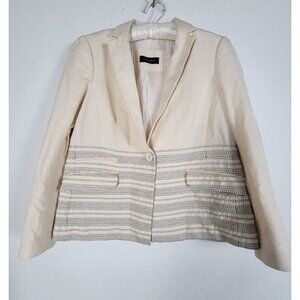 Piazza Sempione Womens Striped Beige One Button Blazer Size 46 Stretch Italy